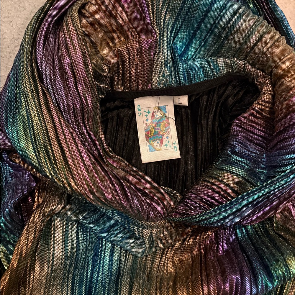 Queen Of Sparkles girls metallic multicolored rainbow hood kids dress large L - Picture 8 of 8